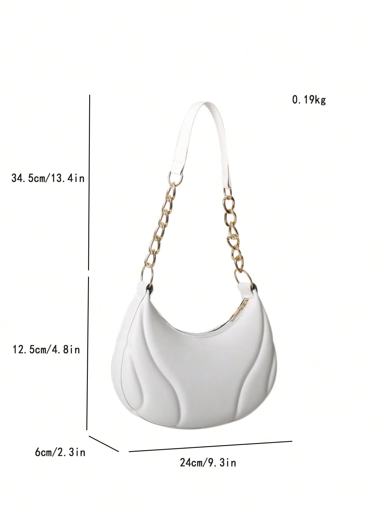Hot Search Mini Crescent Handbag, 1 Piece, Solid Acrylic Chain Decoration, PU, Portable, Elegant Zipper Shoulder Bag Handbag Suitable For Girls To Travel And Daily Use