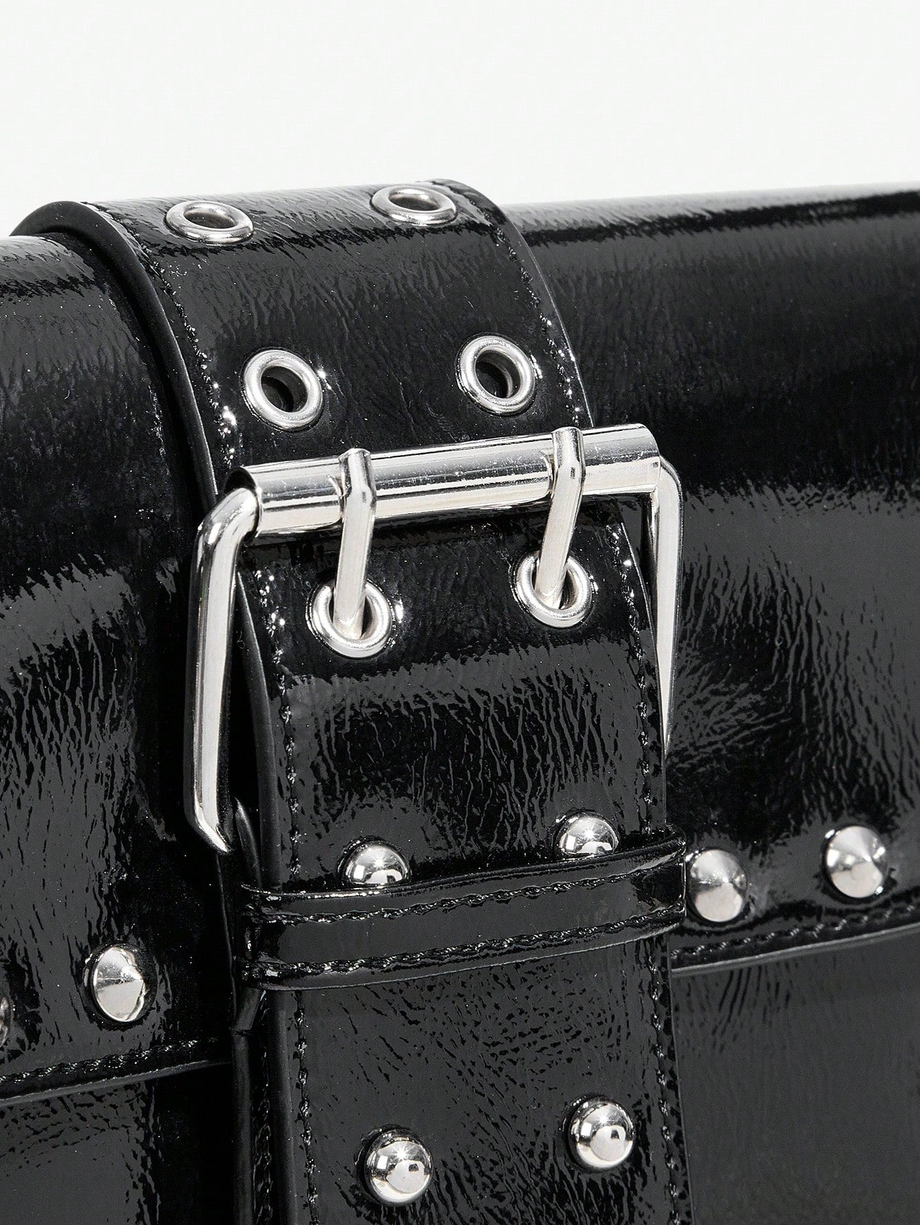 SHEIN X Lucía Bellido SHEIN SXY Fashionable Black Stud Shoulder Bag For Women, Versatile, Shopping Bag, Cool, Street Bag, Teenagers