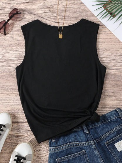 INAWLY Women'S Sleeveless Tank Top For Summer With Angel Wings & Guitar Print Graphic Tees Women Tops