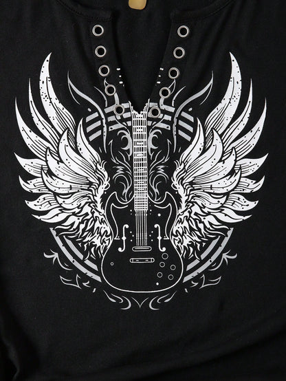 INAWLY Women'S Sleeveless Tank Top For Summer With Angel Wings & Guitar Print Graphic Tees Women Tops