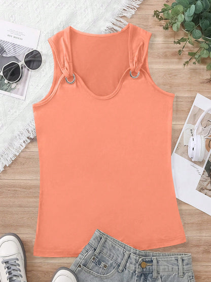 INAWLY Women's Metallic Button Decorated Tank Top For Summer