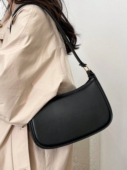 Solid Color Minimalist & Elegant Embossed Shoulder Bag