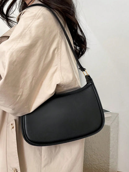 Solid Color Minimalist & Elegant Embossed Shoulder Bag