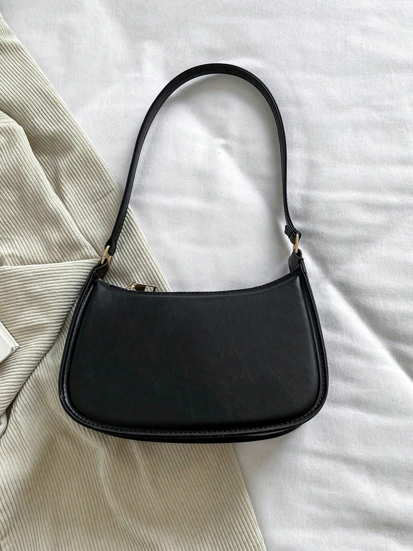 Solid Color Minimalist & Elegant Embossed Shoulder Bag