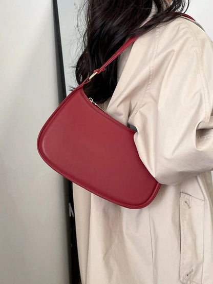 Solid Color Minimalist & Elegant Embossed Shoulder Bag