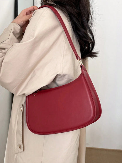 Solid Color Minimalist & Elegant Embossed Shoulder Bag
