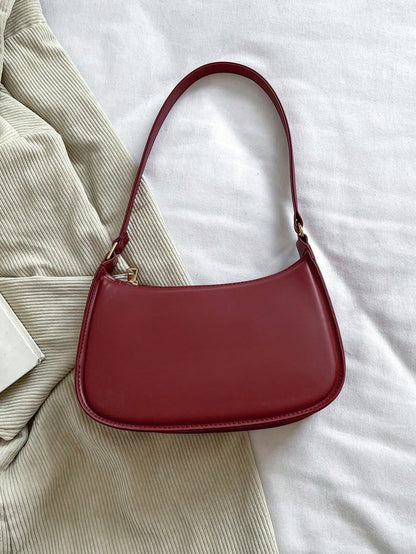 Solid Color Minimalist & Elegant Embossed Shoulder Bag