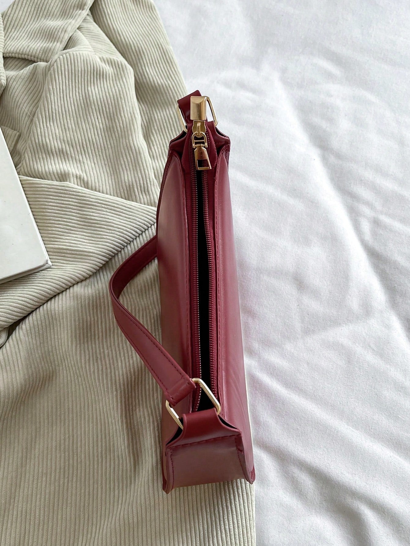 Solid Color Minimalist & Elegant Embossed Shoulder Bag