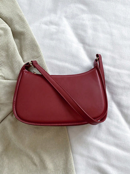 Solid Color Minimalist & Elegant Embossed Shoulder Bag
