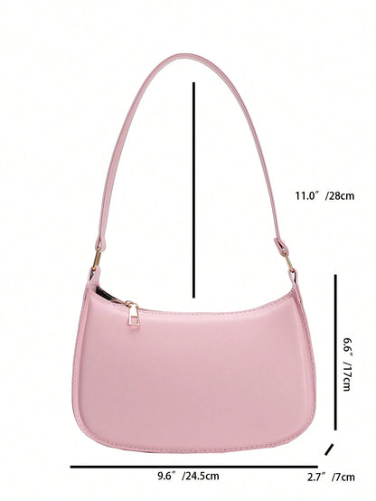 Solid Color Minimalist & Elegant Embossed Shoulder Bag