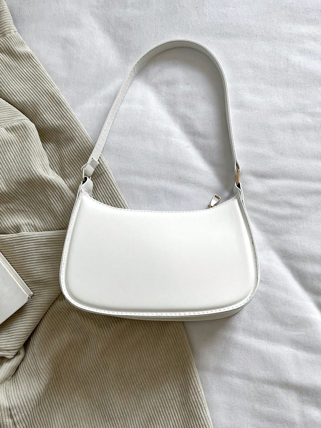 Solid Color Minimalist & Elegant Embossed Shoulder Bag