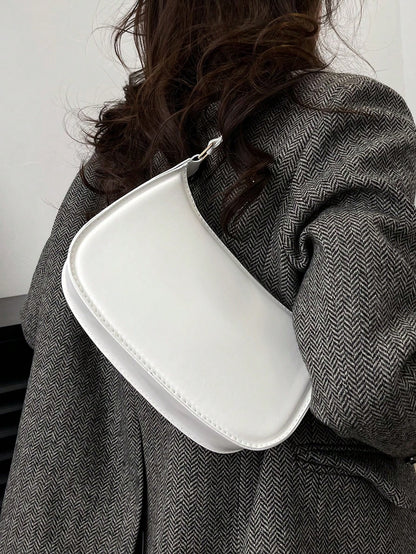Solid Color Minimalist & Elegant Embossed Shoulder Bag