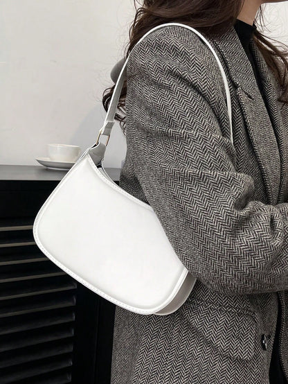 Solid Color Minimalist & Elegant Embossed Shoulder Bag