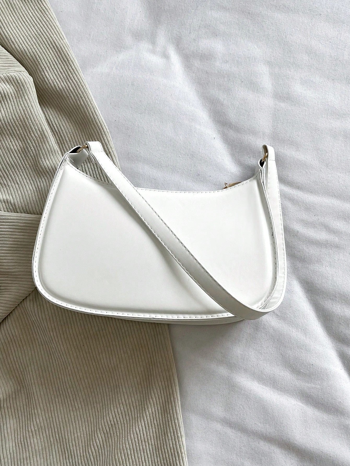 Solid Color Minimalist & Elegant Embossed Shoulder Bag