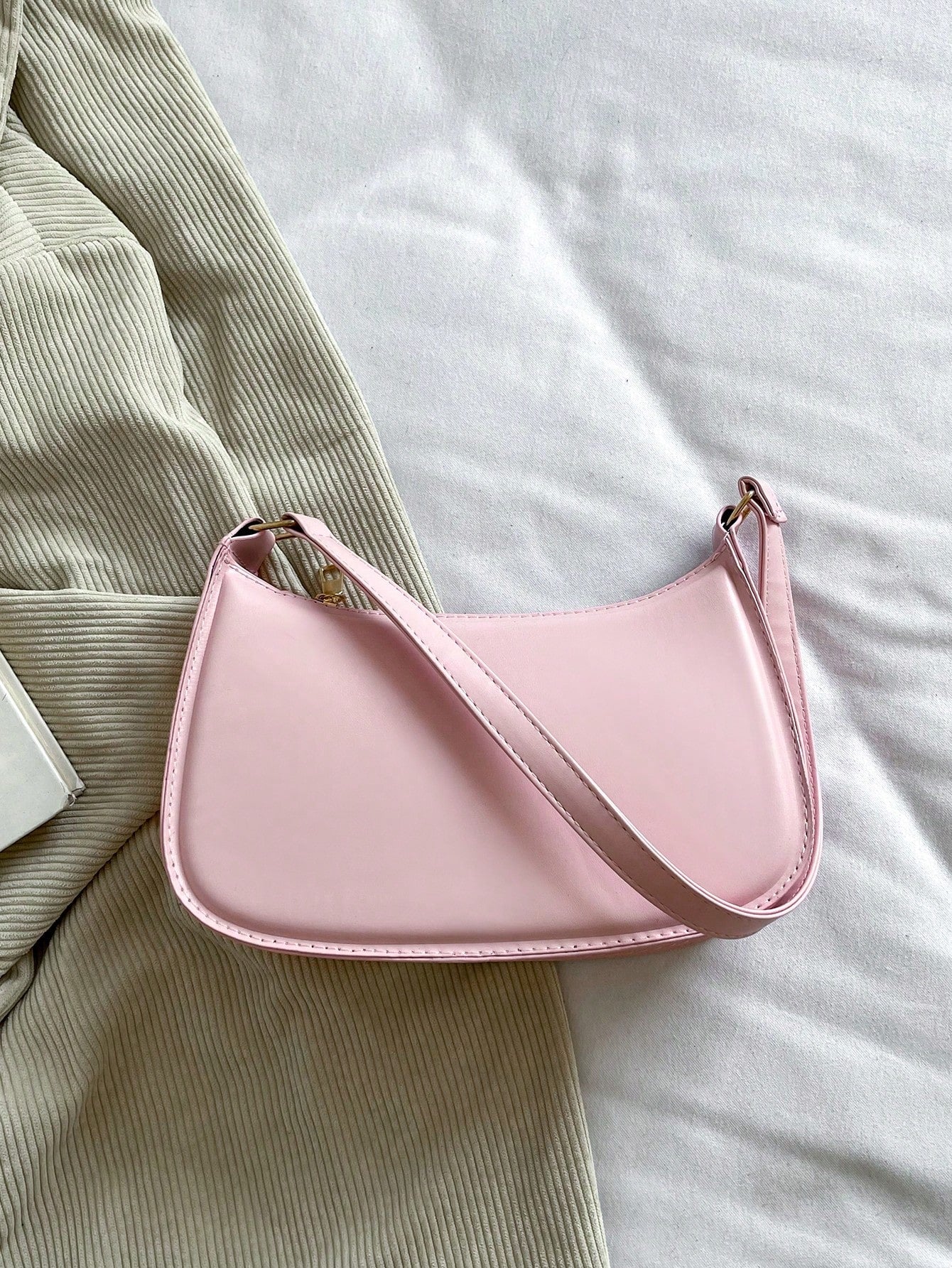 Solid Color Minimalist & Elegant Embossed Shoulder Bag