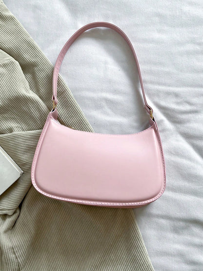Solid Color Minimalist & Elegant Embossed Shoulder Bag