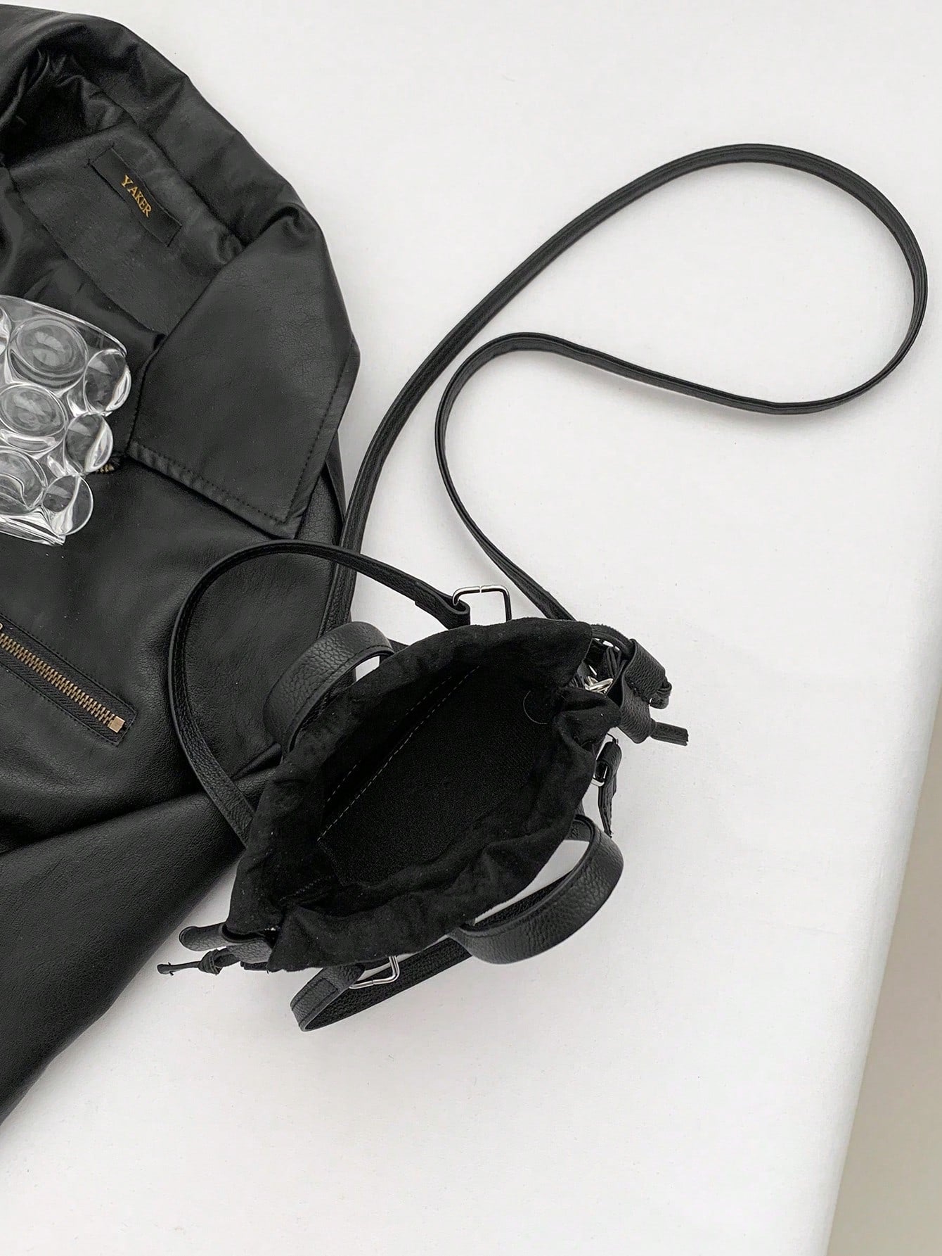 Crocodile Embossed Bucket Bag Mini Drawstring Design Funky