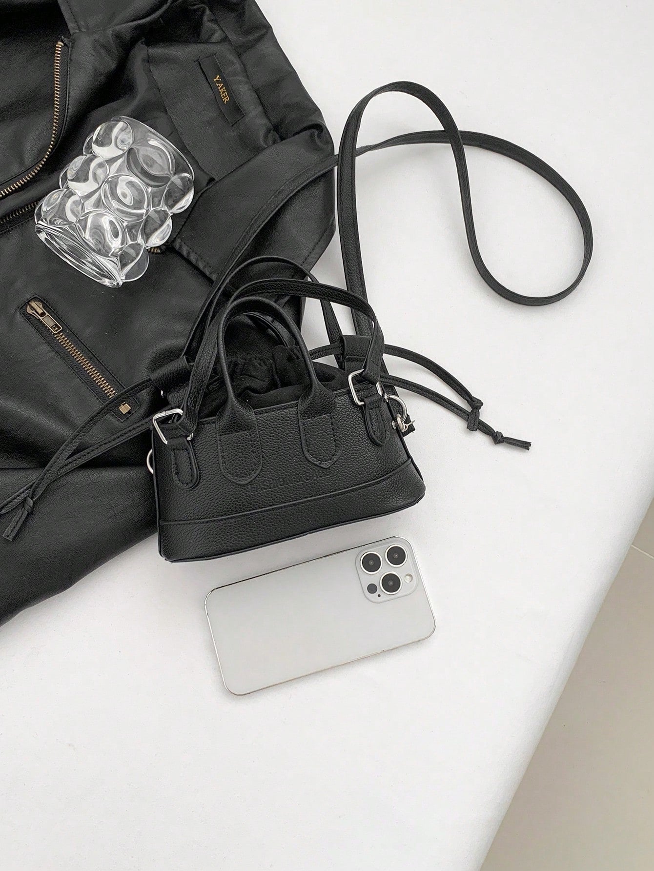 Crocodile Embossed Bucket Bag Mini Drawstring Design Funky