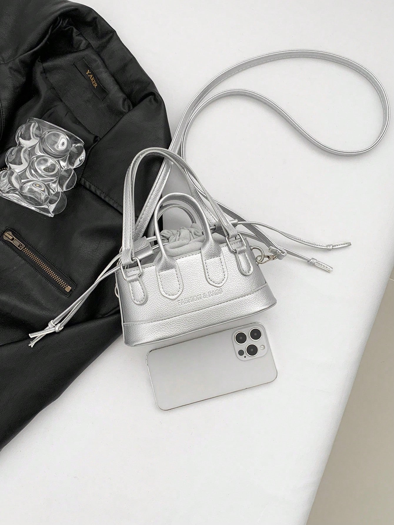 Crocodile Embossed Bucket Bag Mini Drawstring Design Funky