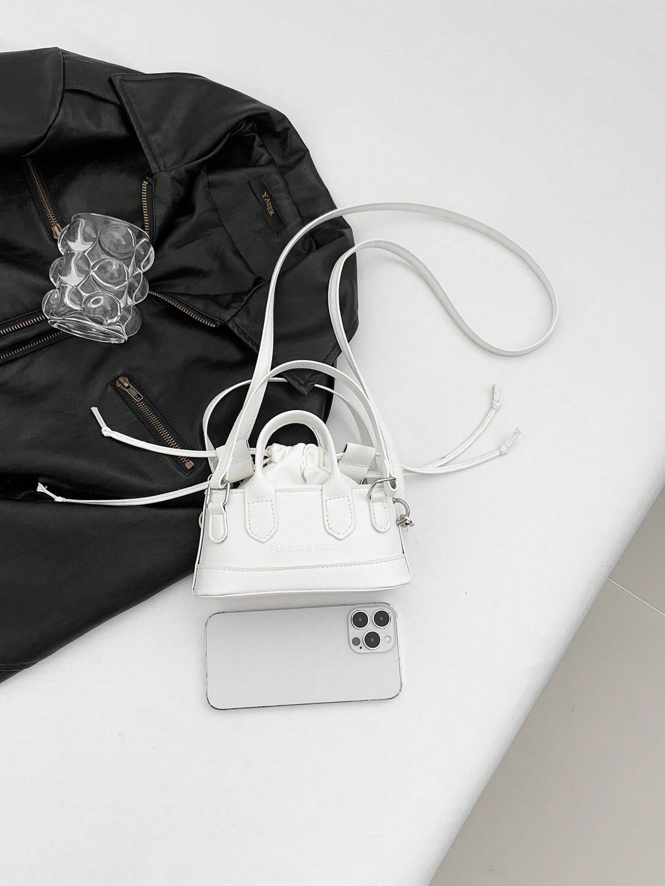 Crocodile Embossed Bucket Bag Mini Drawstring Design Funky