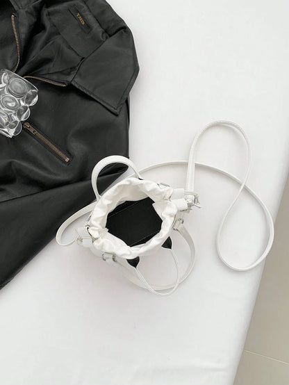 Crocodile Embossed Bucket Bag Mini Drawstring Design Funky