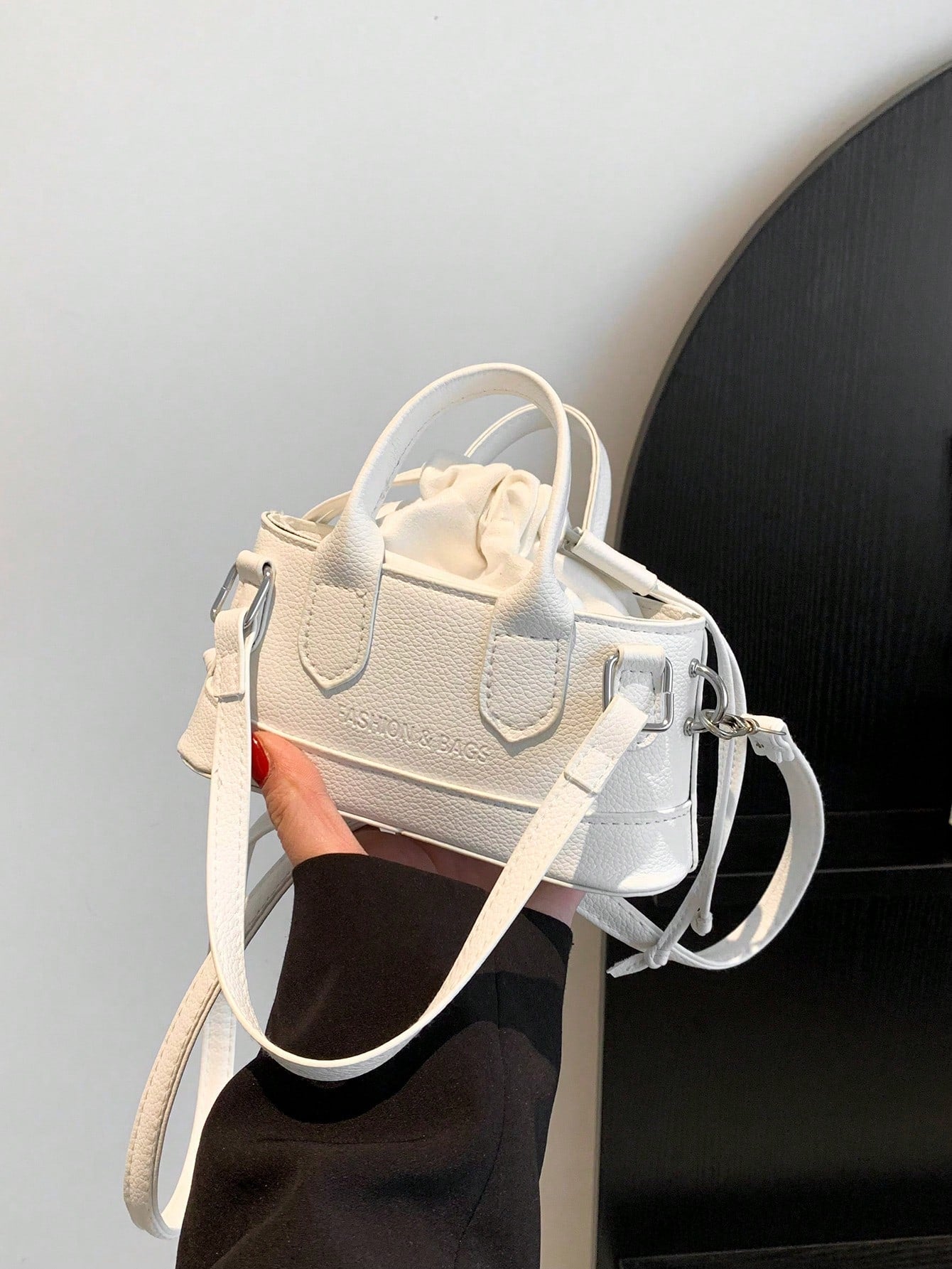 Crocodile Embossed Bucket Bag Mini Drawstring Design Funky