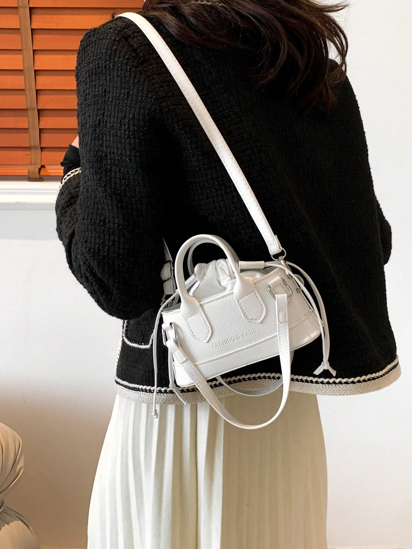 Crocodile Embossed Bucket Bag Mini Drawstring Design Funky