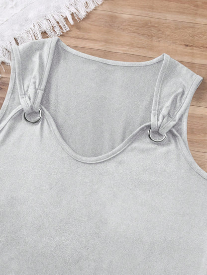 INAWLY Women's Metallic Button Decorated Tank Top For Summer