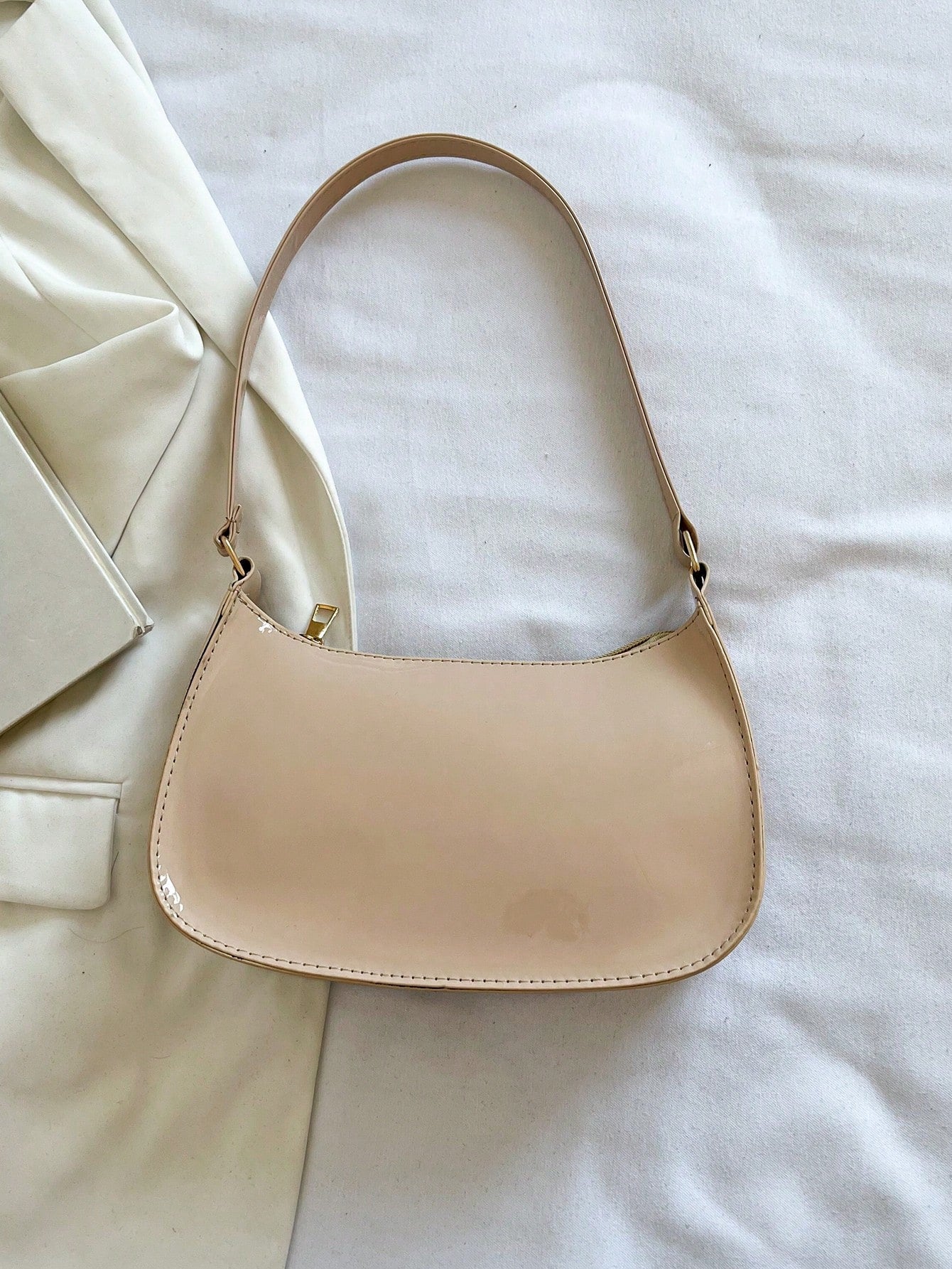 Solid Color Minimalist & Elegant Embossed Shoulder Bag