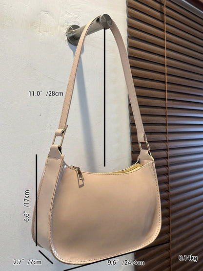 Solid Color Minimalist & Elegant Embossed Shoulder Bag