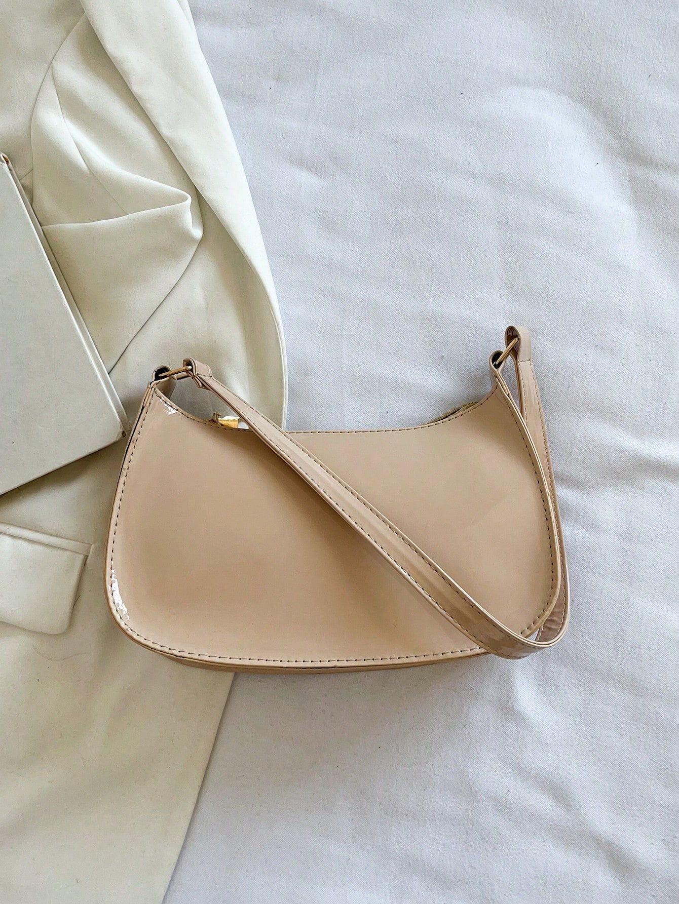 Solid Color Minimalist & Elegant Embossed Shoulder Bag
