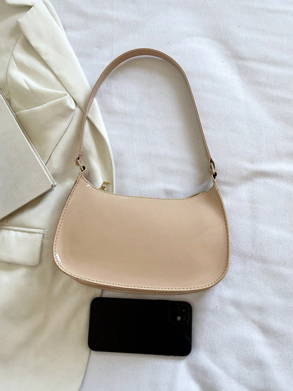 Solid Color Minimalist & Elegant Embossed Shoulder Bag