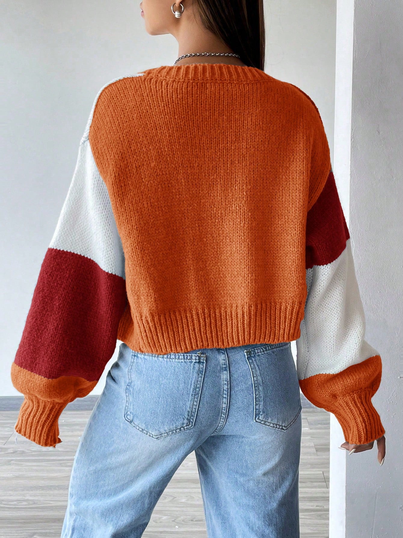 Flirla Colorblock Drop Shoulder Duster Cardigan,Long Sleeve Tops Fall Winter Cloth For Women