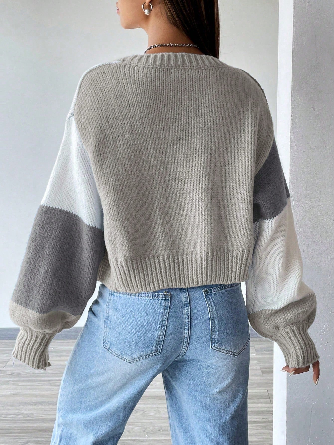 Flirla Colorblock Drop Shoulder Duster Cardigan,Long Sleeve Tops Fall Winter Cloth For Women