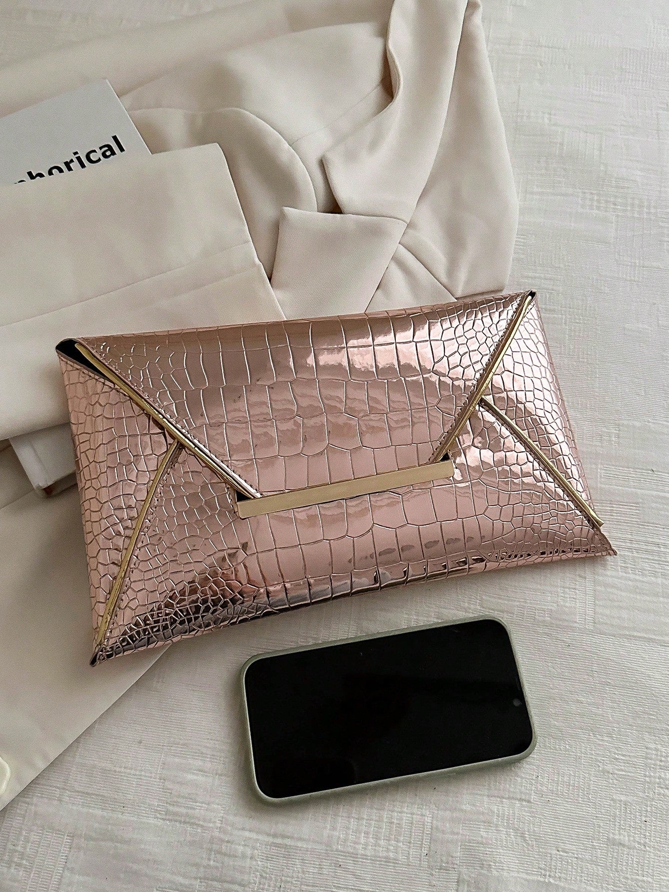 Crocodile Print, Snake Print, Solid Color, Minimalist, Fashionable, Casual PU Clutch, Envelope Bag, Fashionable Clutch Bags For Woman