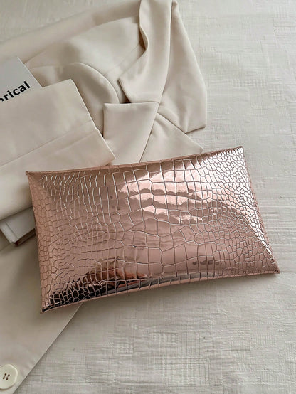 Crocodile Print, Snake Print, Solid Color, Minimalist, Fashionable, Casual PU Clutch, Envelope Bag, Fashionable Clutch Bags For Woman