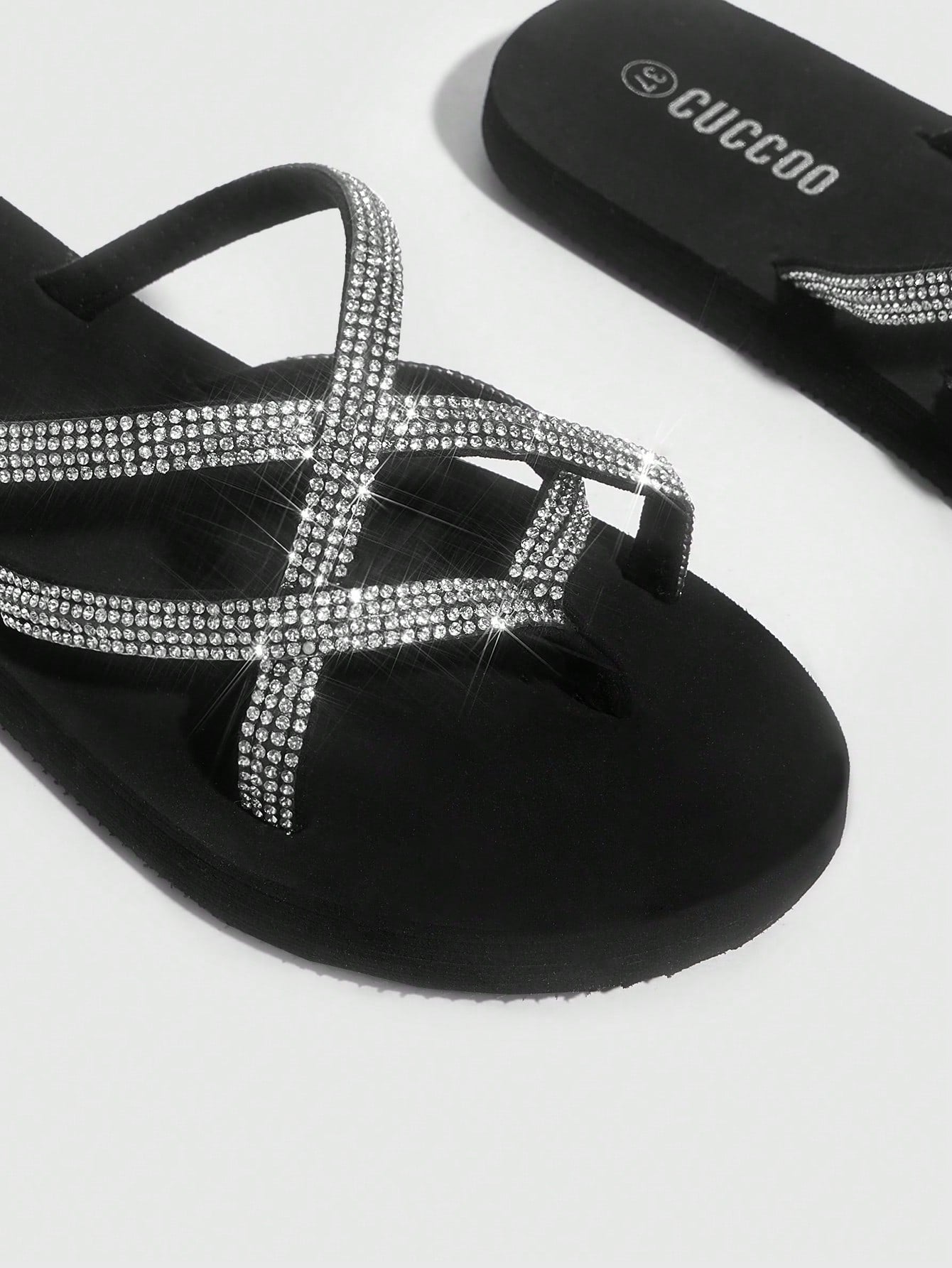 Fashionable Black Rhinestone Decorated Slippers For Women Vacation Shoes Summer Back To School Shoes College Student Shoes Spring Shoes Spring Break Easter For Casual Beach Style