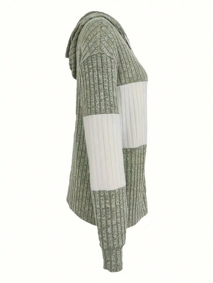 INAWLY Women's Spring And Autumn Casual Color Blocking Drawstring Hooded Jacket Fall Winter Cloth For Women