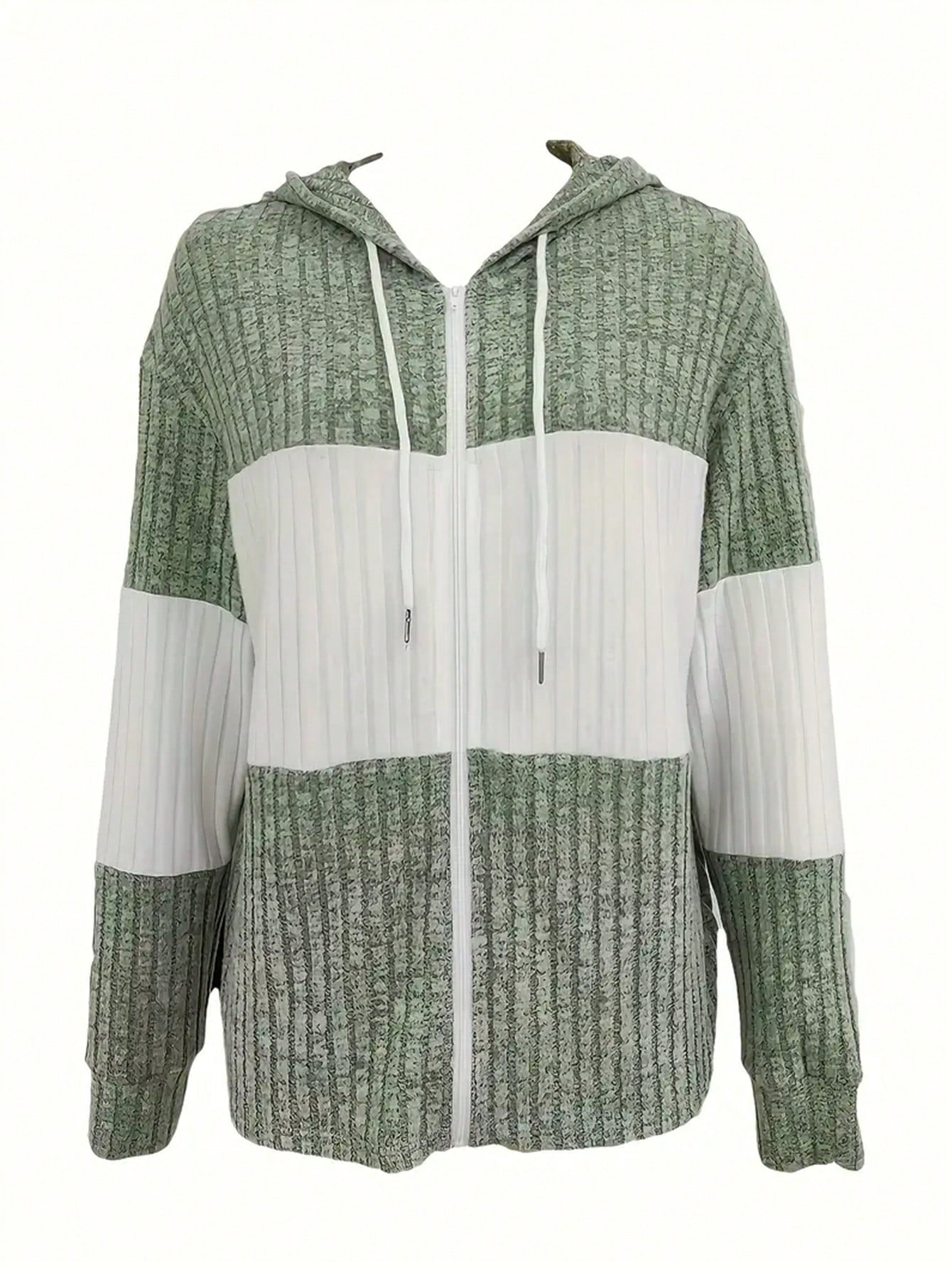 INAWLY Women's Spring And Autumn Casual Color Blocking Drawstring Hooded Jacket Fall Winter Cloth For Women