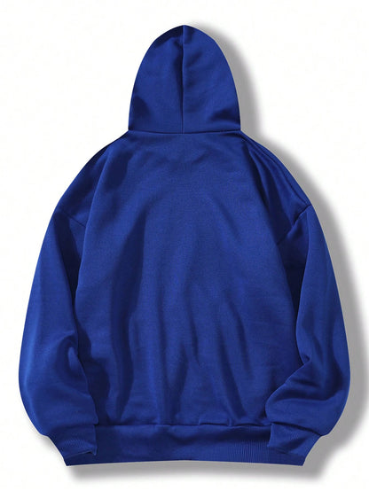 INAWLY Letter Graphic Kangaroo Pocket Drawstring Thermal Lined Hoodie,Long Sleeve Tops