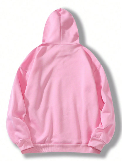 INAWLY Letter Graphic Kangaroo Pocket Drawstring Thermal Lined Hoodie,Long Sleeve Tops