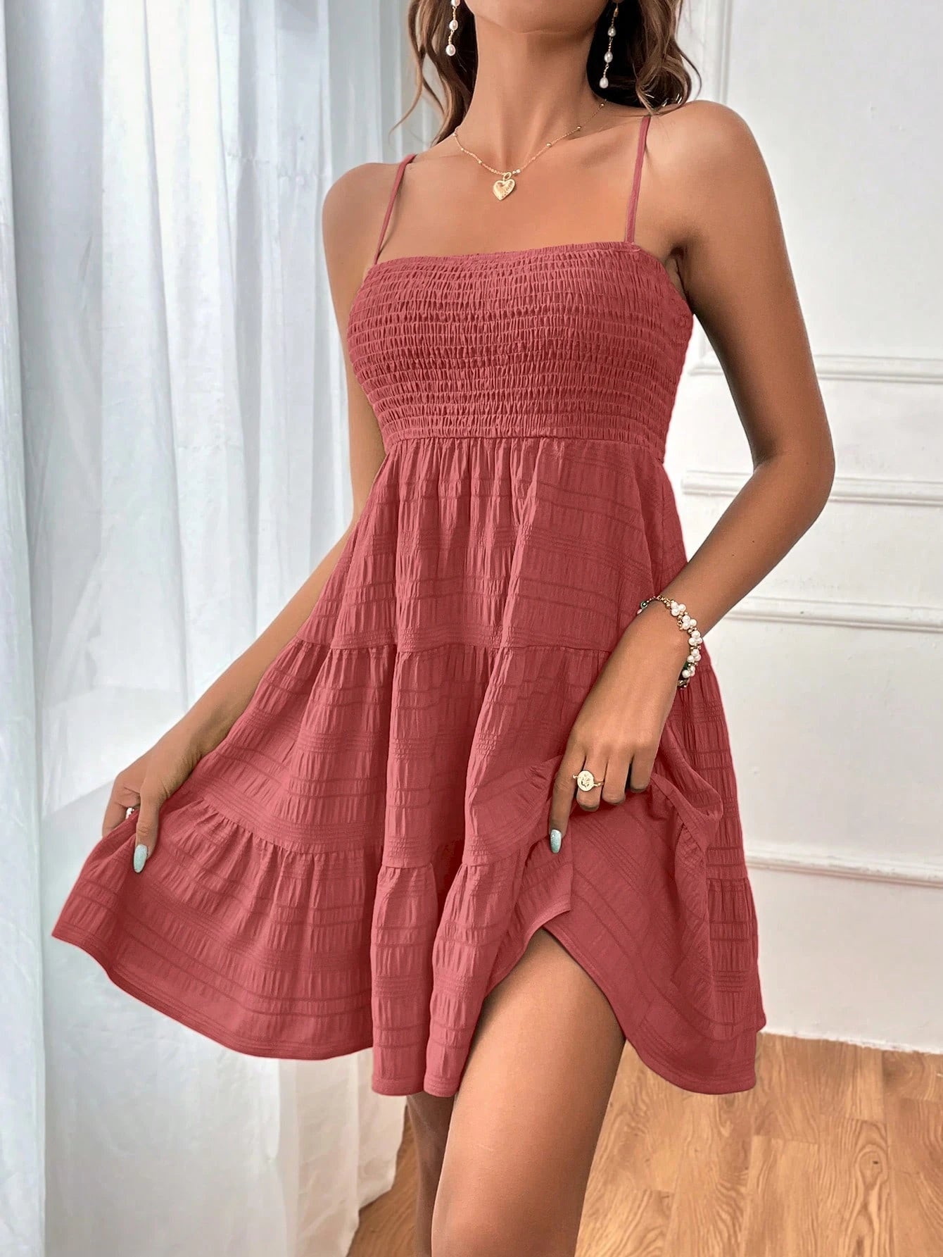 Soleia WYWH Women Spring Break Solid Ruffle Hem Cami Blue Dress,Summer Dresses For Women