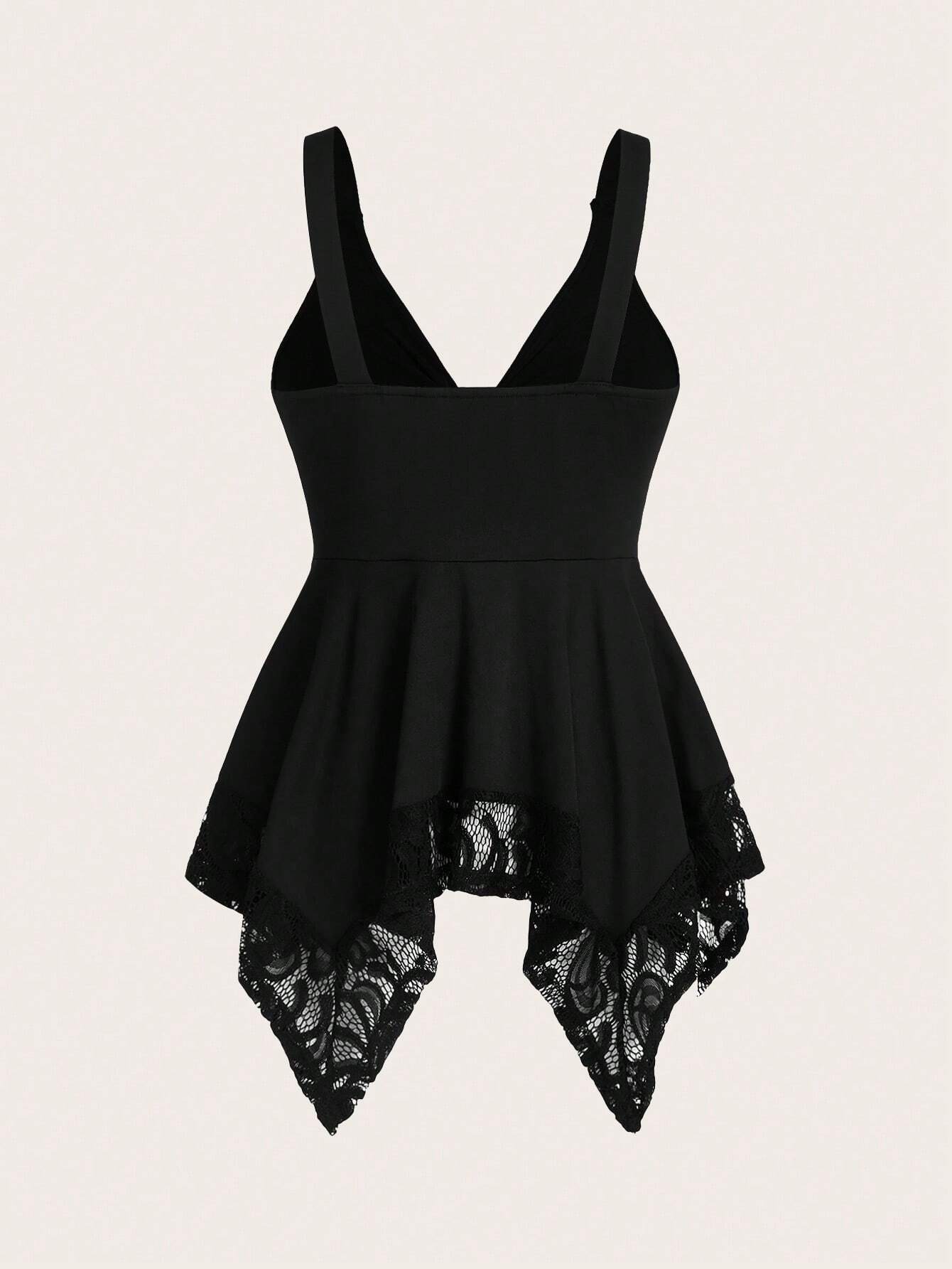 Sweetra Women Lace Decorated Heart Shaped And Floral Splicing Tank Top Y2K Outfit