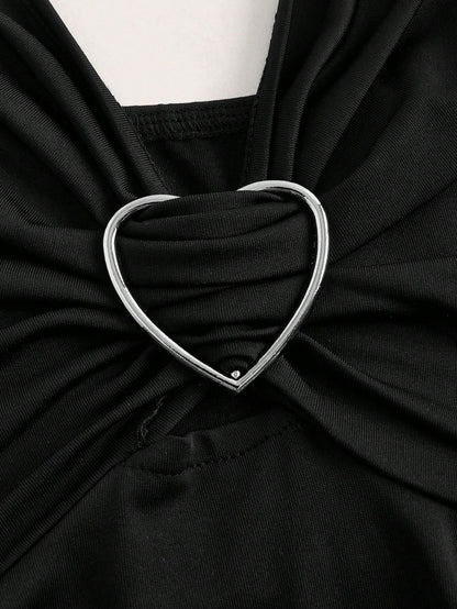 Sweetra Women Lace Decorated Heart Shaped And Floral Splicing Tank Top Y2K Outfit