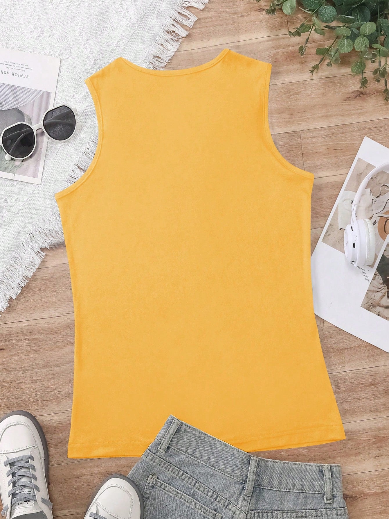 INAWLY Women's Metallic Button Decorated Tank Top For Summer