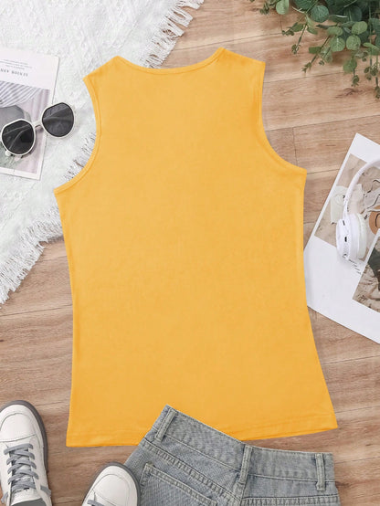 INAWLY Women's Metallic Button Decorated Tank Top For Summer