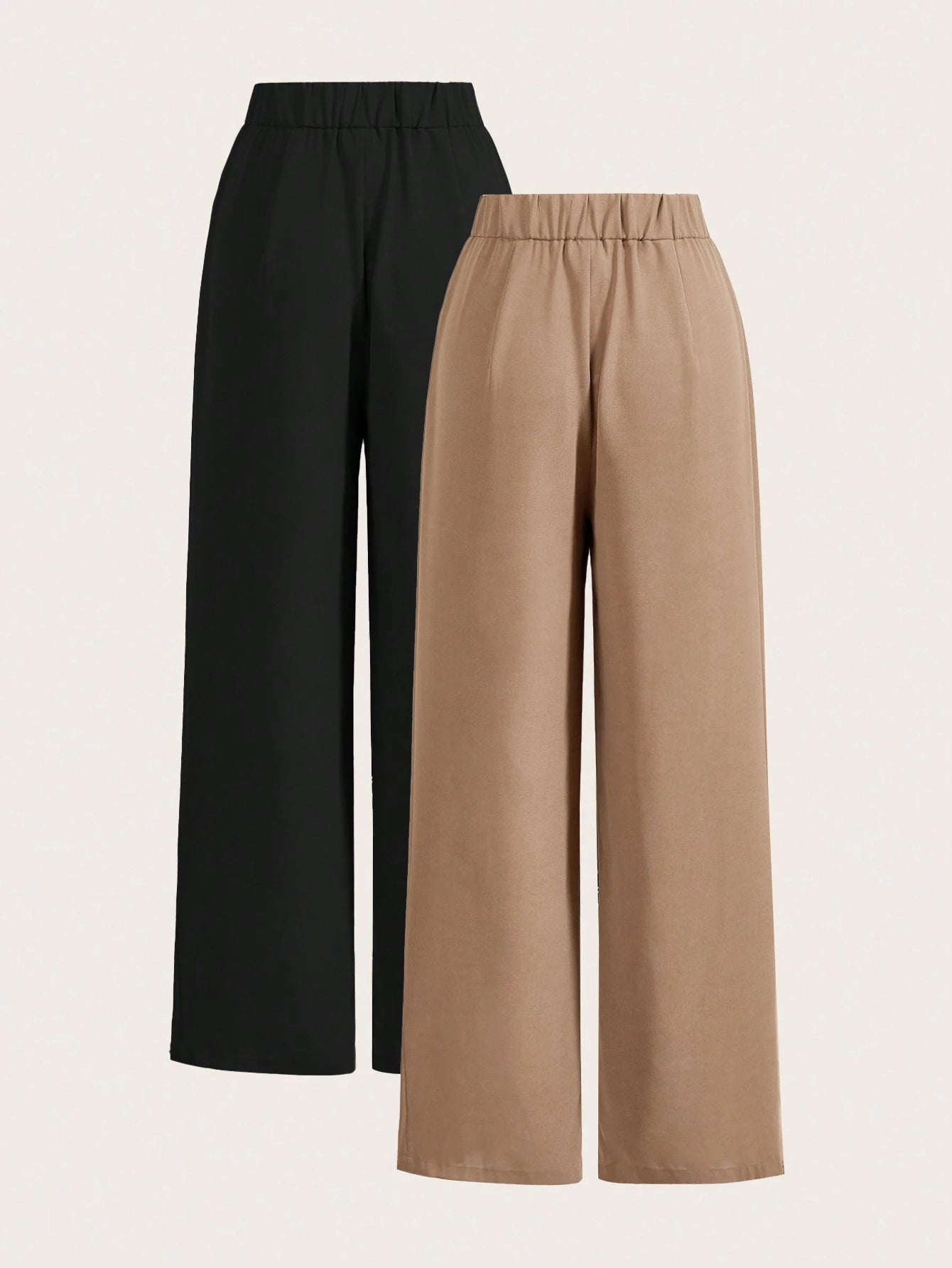 Poéselle Summer High-Waisted Pants Multi-Piece Set, Wide Leg Pants High Waist Fold Pleated Wide Leg Pants, Pants, Loose Fit, Long Pants