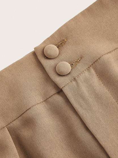 Poéselle Summer High-Waisted Pants Multi-Piece Set, Wide Leg Pants High Waist Fold Pleated Wide Leg Pants, Pants, Loose Fit, Long Pants