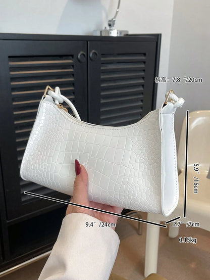 Solid Color Minimalist & Elegant Embossed Shoulder Bag
