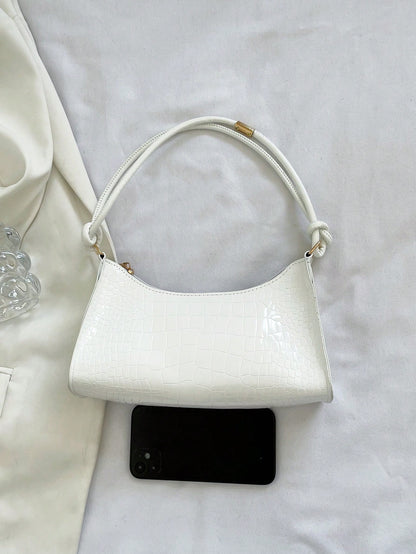 Solid Color Minimalist & Elegant Embossed Shoulder Bag